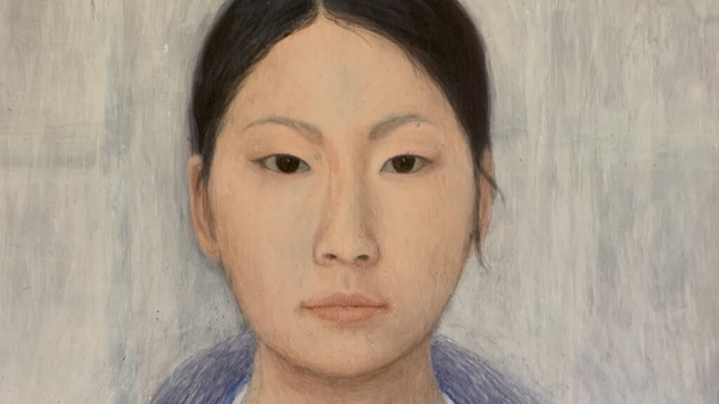 Painting of a head, portrait, in egg tempera, Piero della Francesca